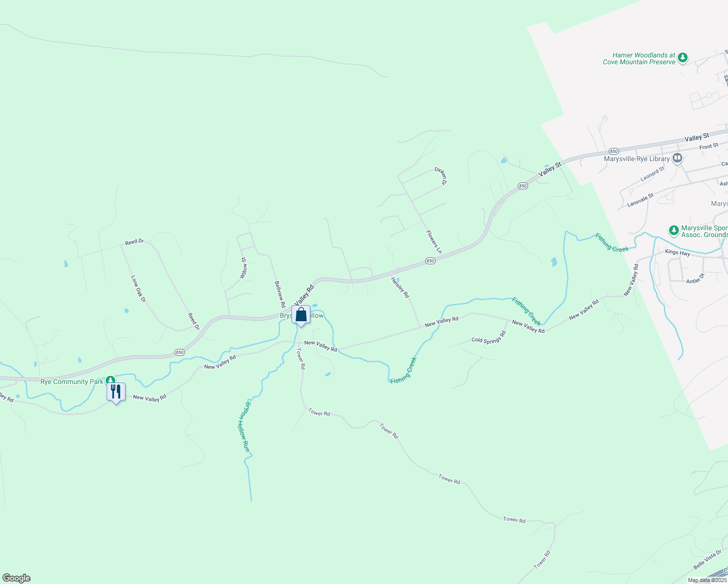 map of restaurants, bars, coffee shops, grocery stores, and more near 1344 Valley Rd in Marysville