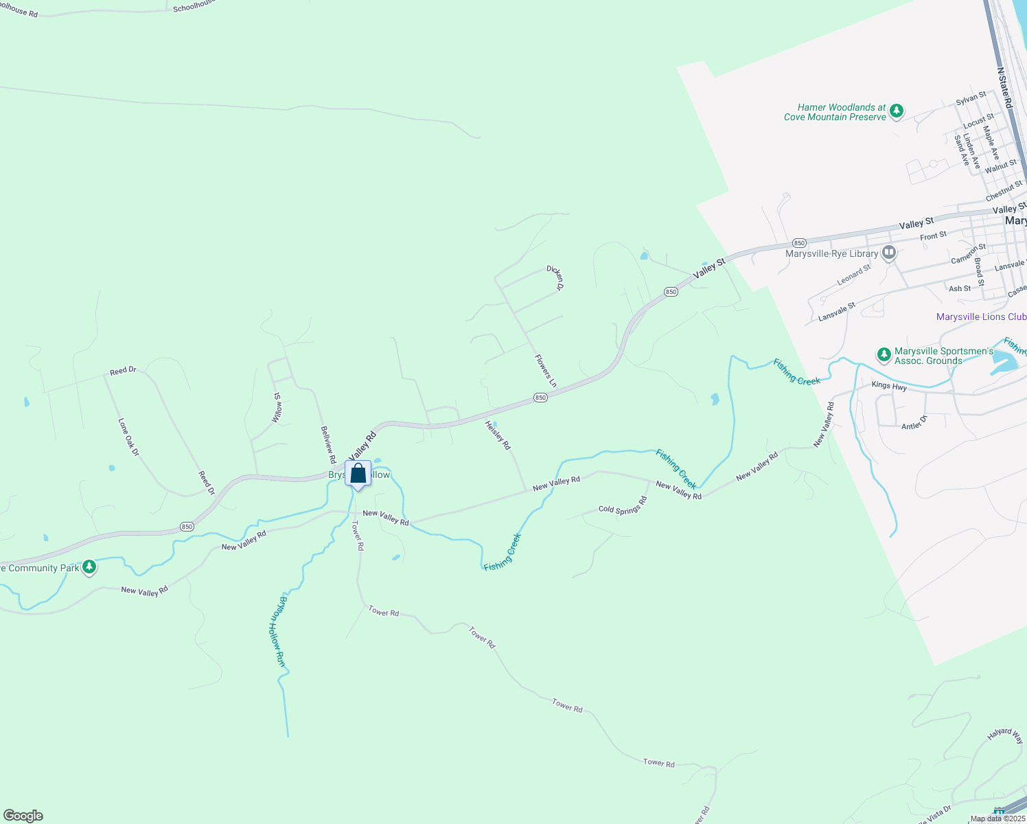 map of restaurants, bars, coffee shops, grocery stores, and more near 1250 Valley Road in Marysville