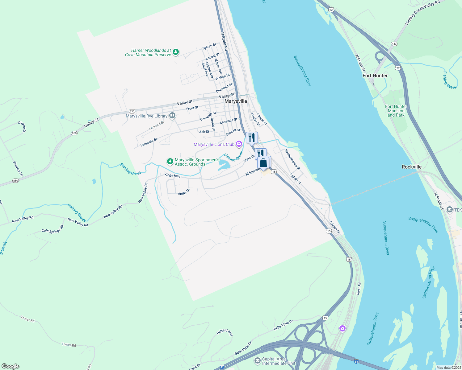 map of restaurants, bars, coffee shops, grocery stores, and more near 206 Ridgeview Drive in Marysville