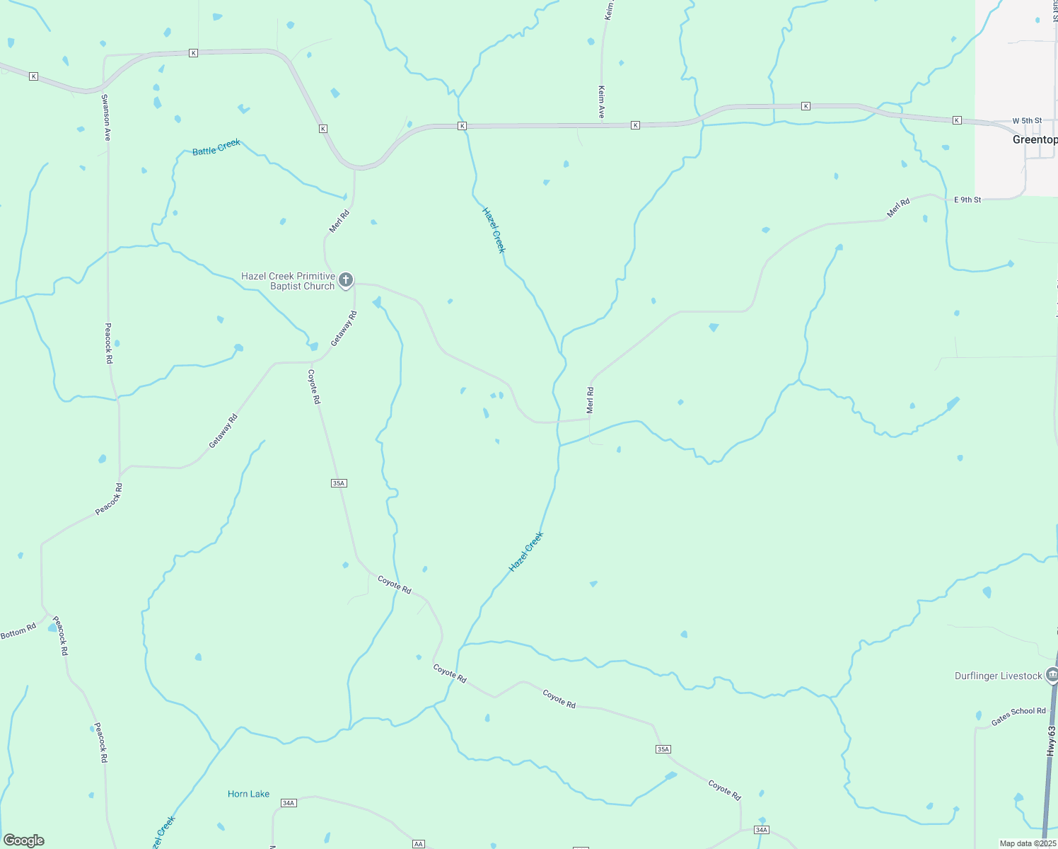 map of restaurants, bars, coffee shops, grocery stores, and more near 23621 Merl Road in Greentop