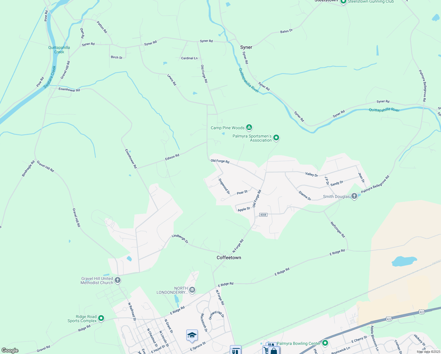 map of restaurants, bars, coffee shops, grocery stores, and more near 4 Mimosa Street in Annville
