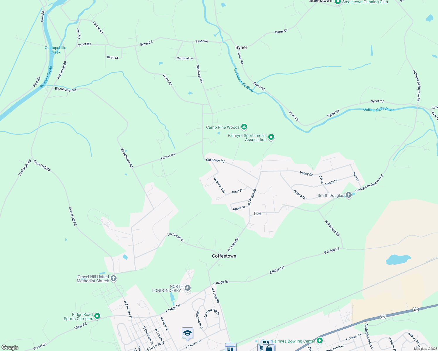 map of restaurants, bars, coffee shops, grocery stores, and more near 4 Mimosa Street in Annville