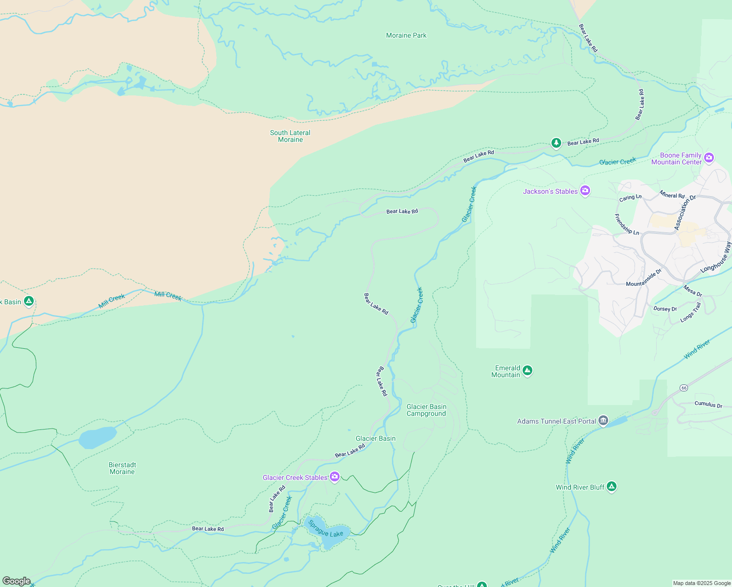 map of restaurants, bars, coffee shops, grocery stores, and more near Bear Lake Road in Larimer County