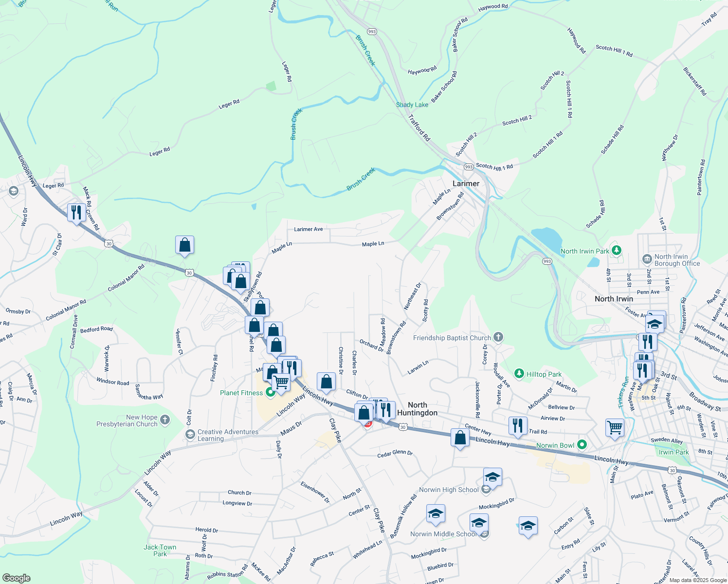 map of restaurants, bars, coffee shops, grocery stores, and more near 690 Kimlyn Avenue in Irwin