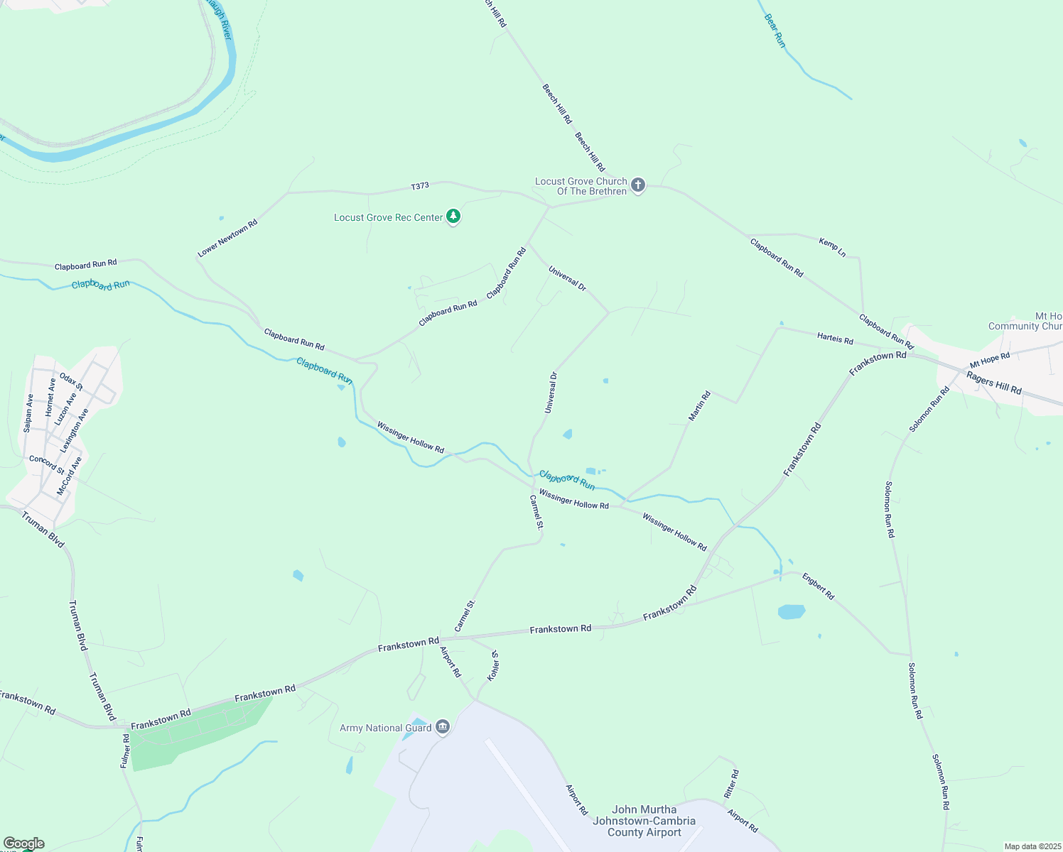 map of restaurants, bars, coffee shops, grocery stores, and more near Carmel Street in Johnstown