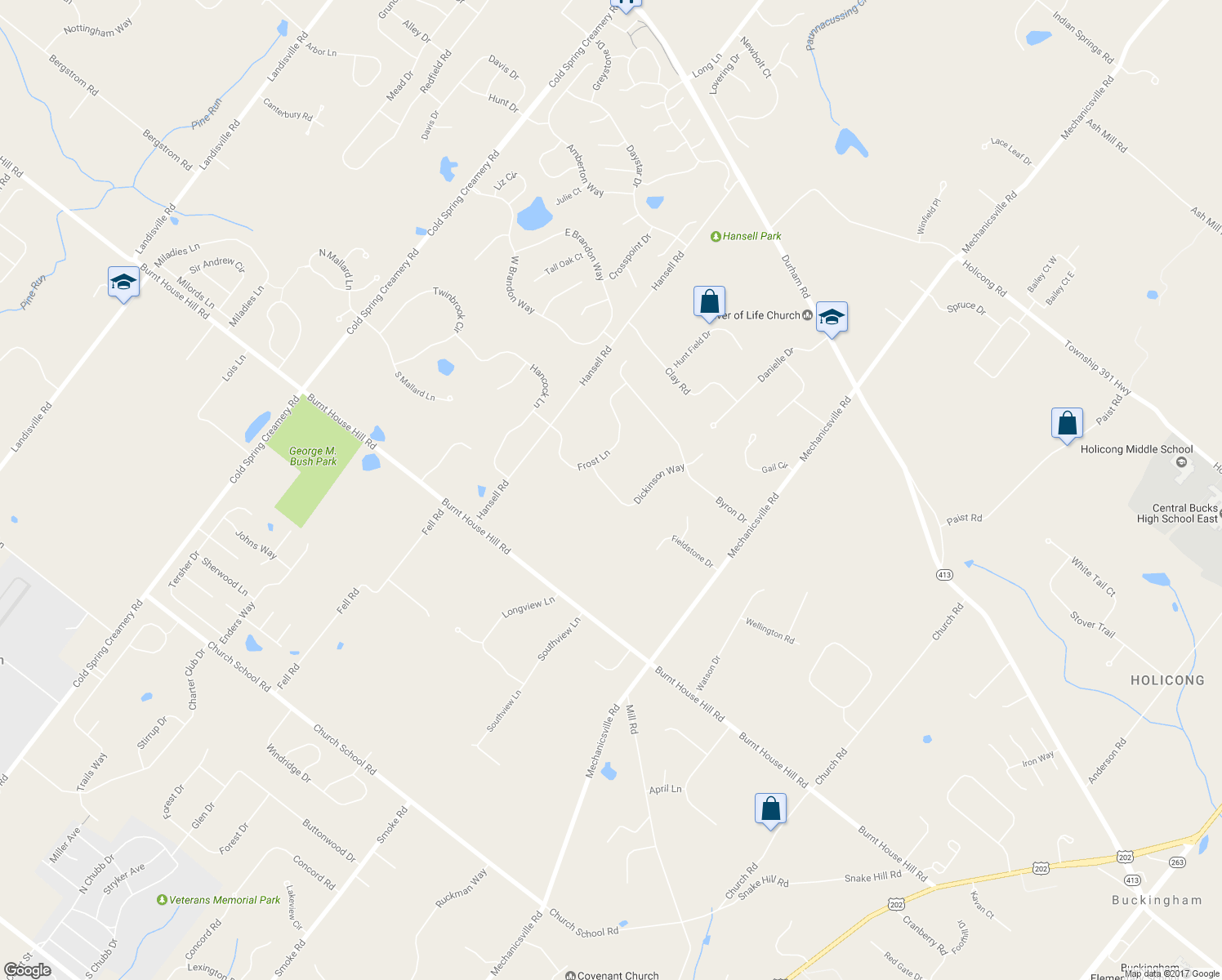 map of restaurants, bars, coffee shops, grocery stores, and more near 4638 Dickinson Way in Doylestown