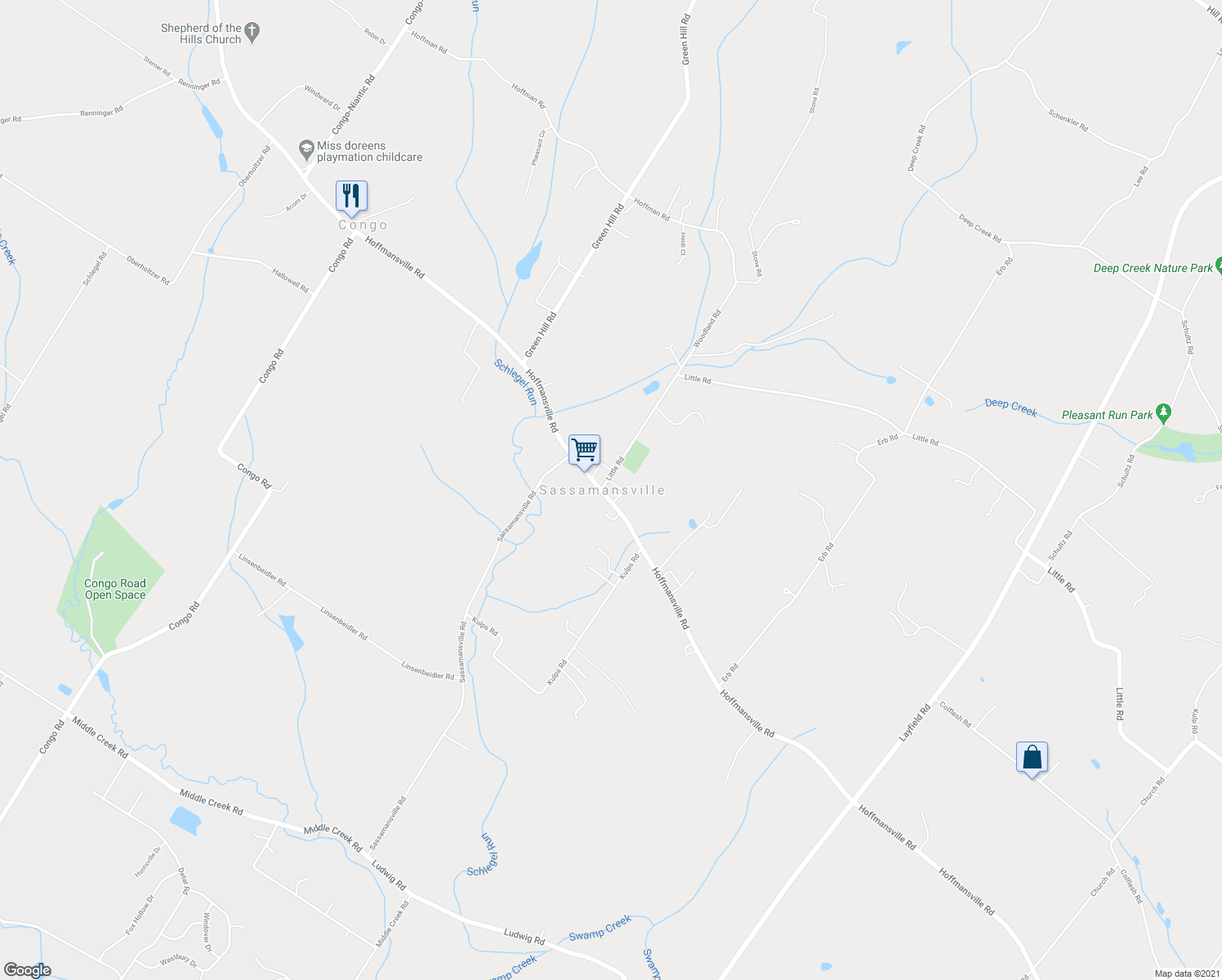map of restaurants, bars, coffee shops, grocery stores, and more near 1803 Hoffmansville Road in Frederick
