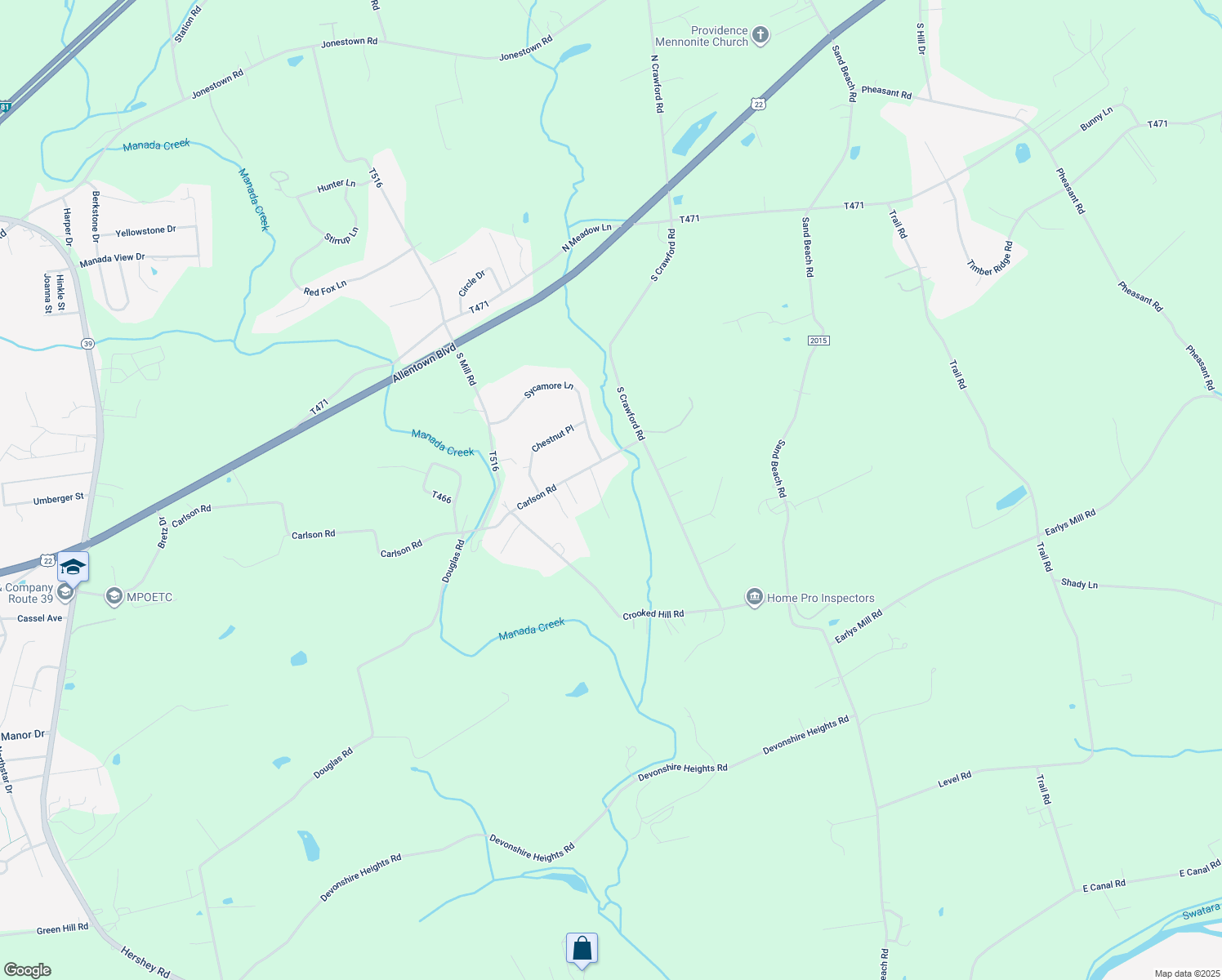 map of restaurants, bars, coffee shops, grocery stores, and more near 814 Carlson Road in Hummelstown
