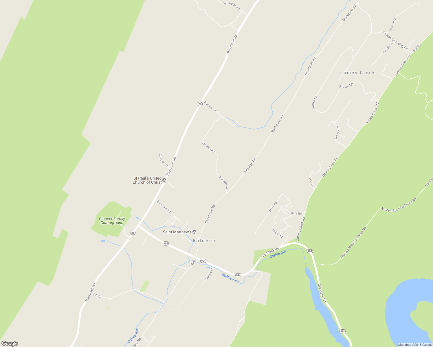 map of restaurants, bars, coffee shops, grocery stores, and more near Entriken Road in Huntingdon County