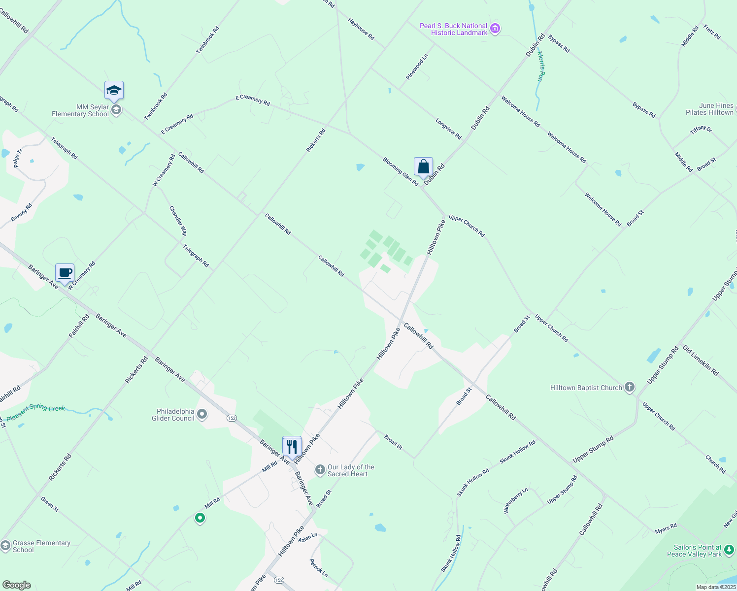 map of restaurants, bars, coffee shops, grocery stores, and more near 952 Callowhill Road in Perkasie