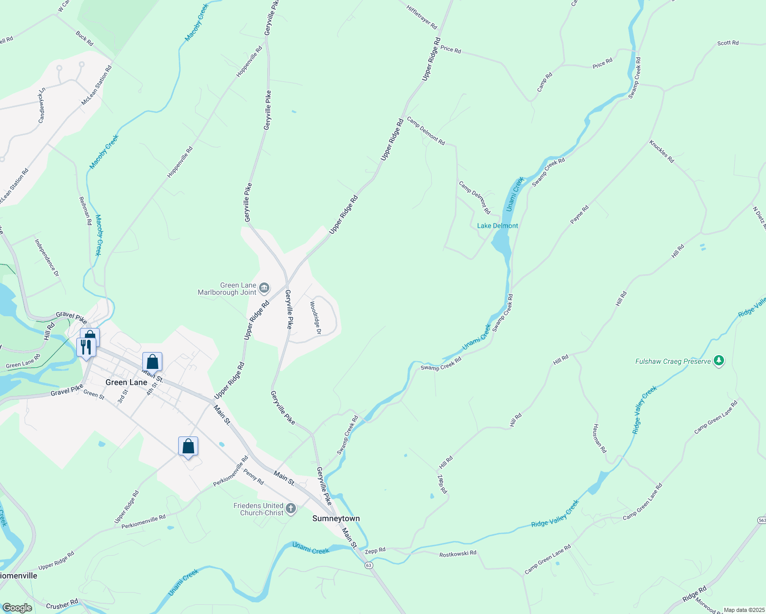map of restaurants, bars, coffee shops, grocery stores, and more near 2141 Walters Road in Green Lane