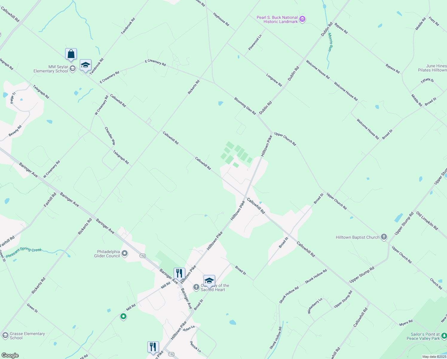 map of restaurants, bars, coffee shops, grocery stores, and more near 925 Callowhill Road in Perkasie