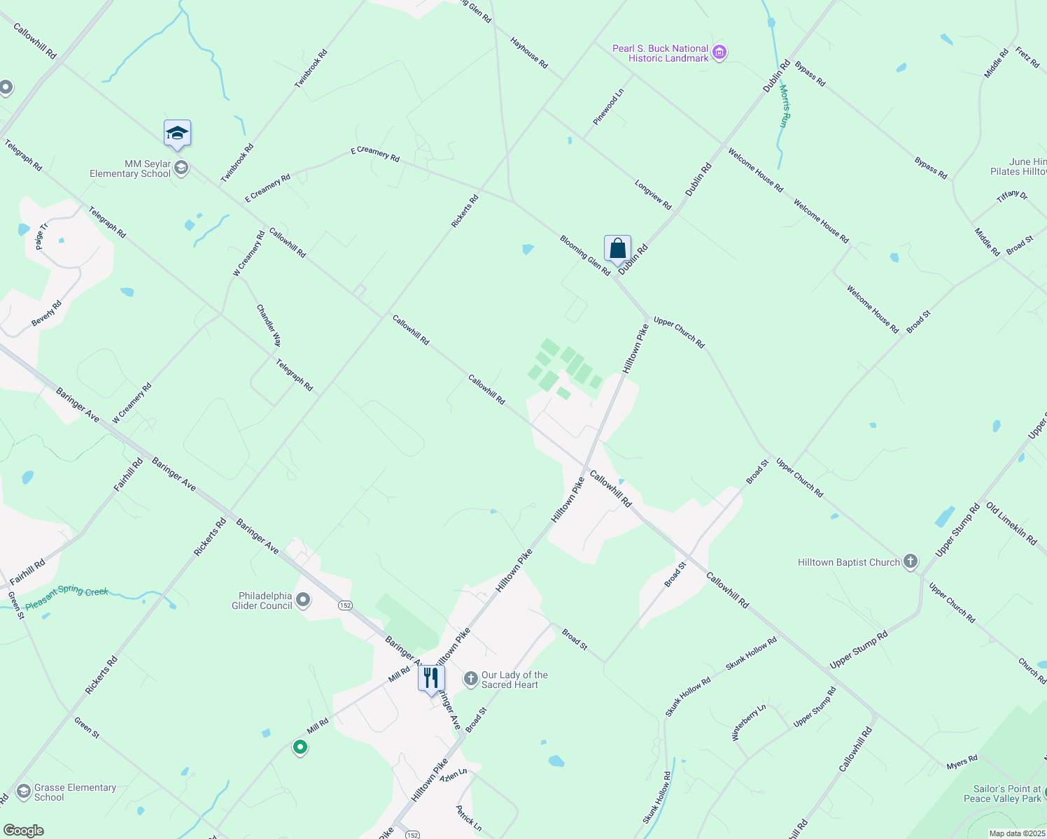 map of restaurants, bars, coffee shops, grocery stores, and more near 936 Callowhill Road in Perkasie