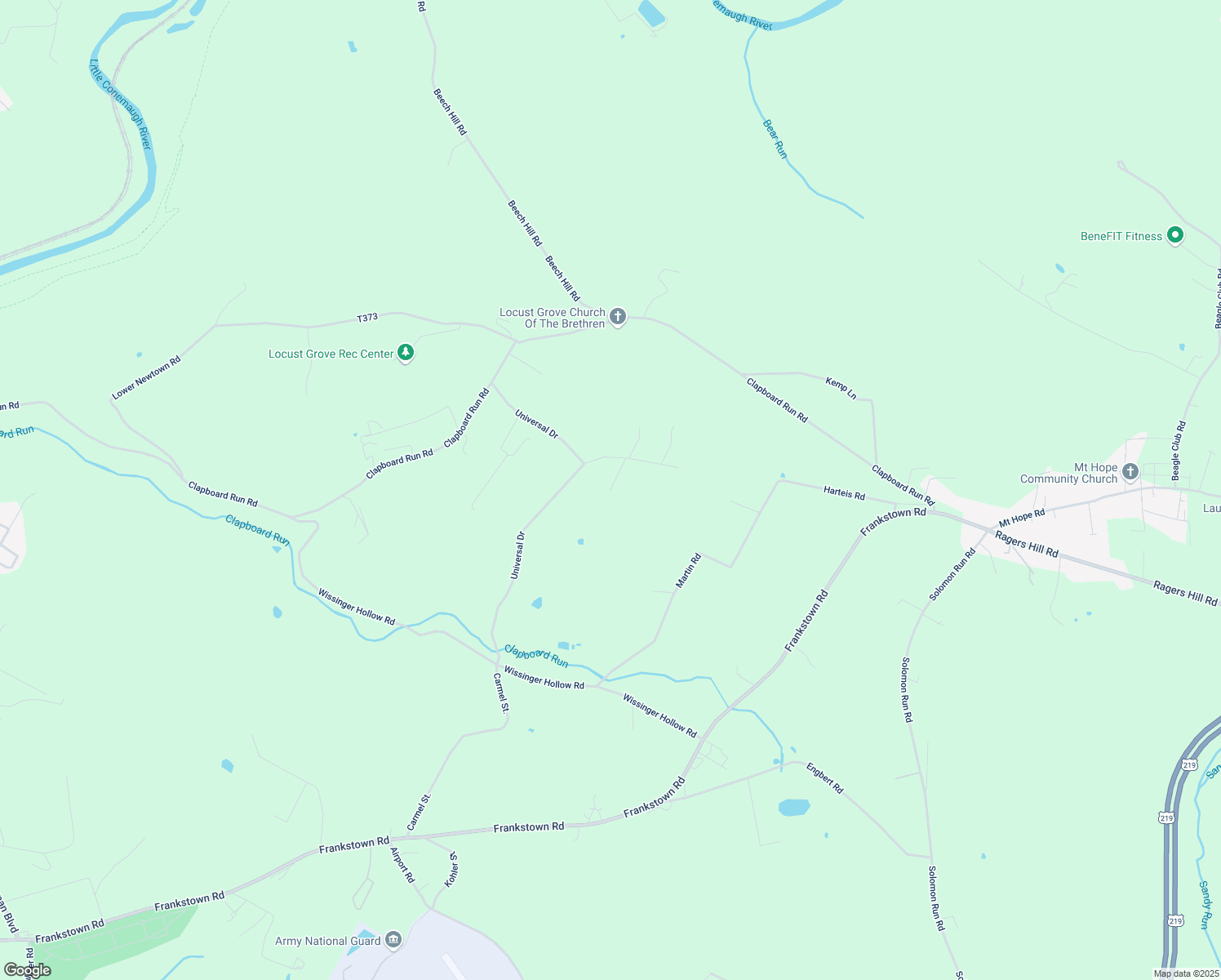 map of restaurants, bars, coffee shops, grocery stores, and more near 143 Kimberly Dr in Johnstown