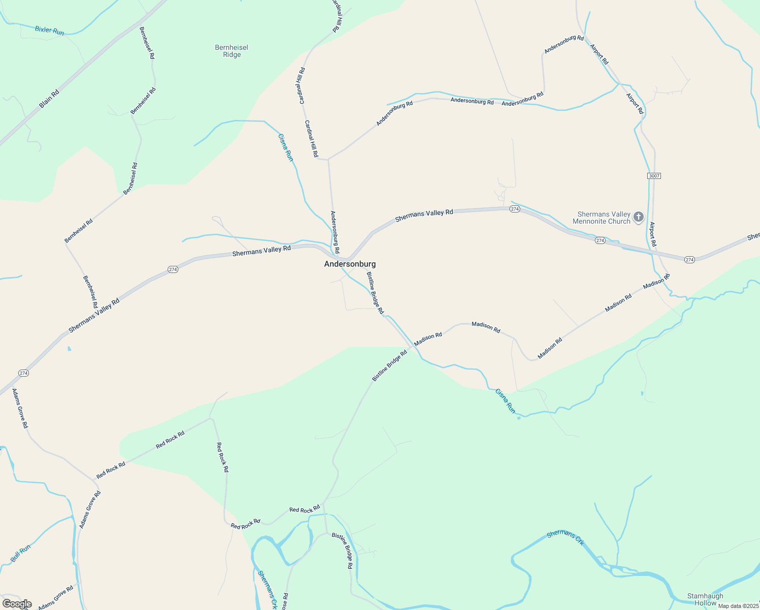 map of restaurants, bars, coffee shops, grocery stores, and more near 284 Bistline Bridge Road in Loysville