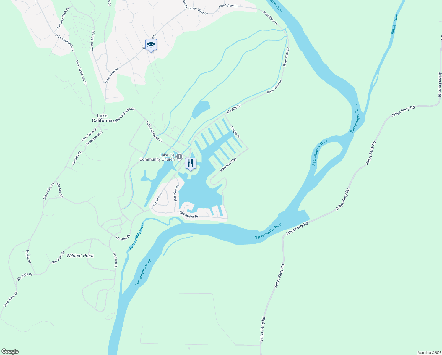 map of restaurants, bars, coffee shops, grocery stores, and more near 22576 S Marina Way in Cottonwood