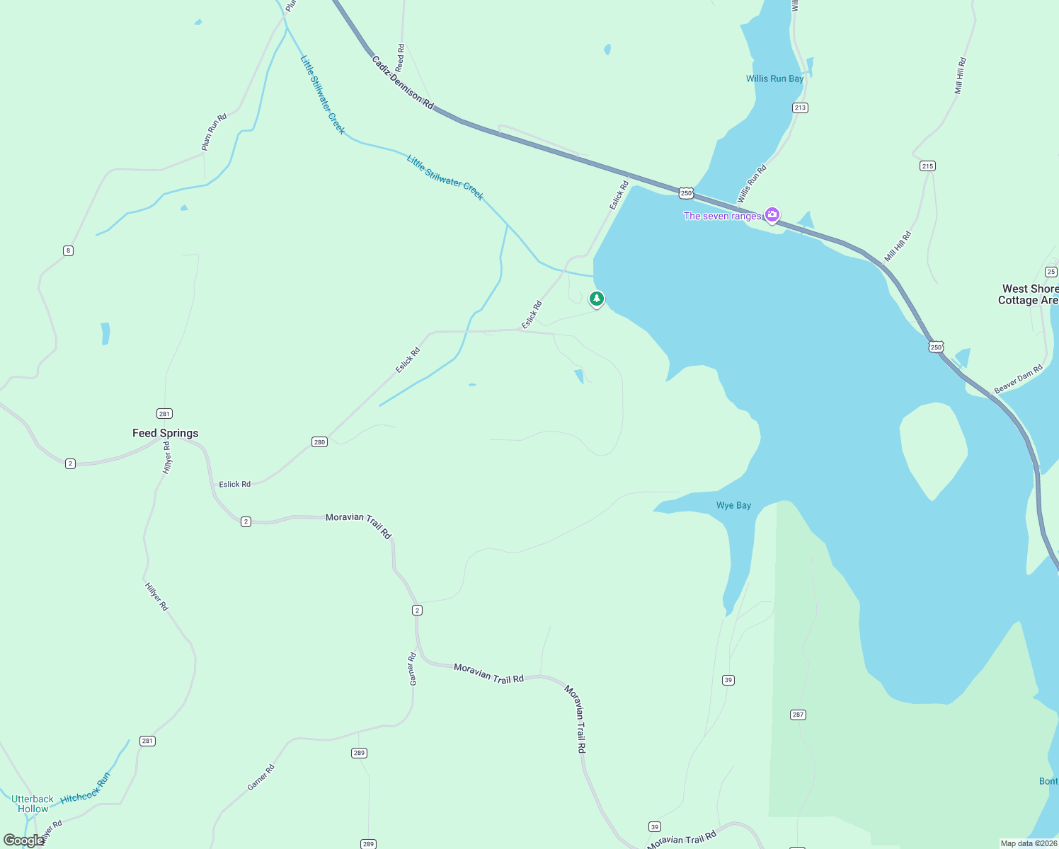 map of restaurants, bars, coffee shops, grocery stores, and more near 86050 Township Hy 378 in Uhrichsville