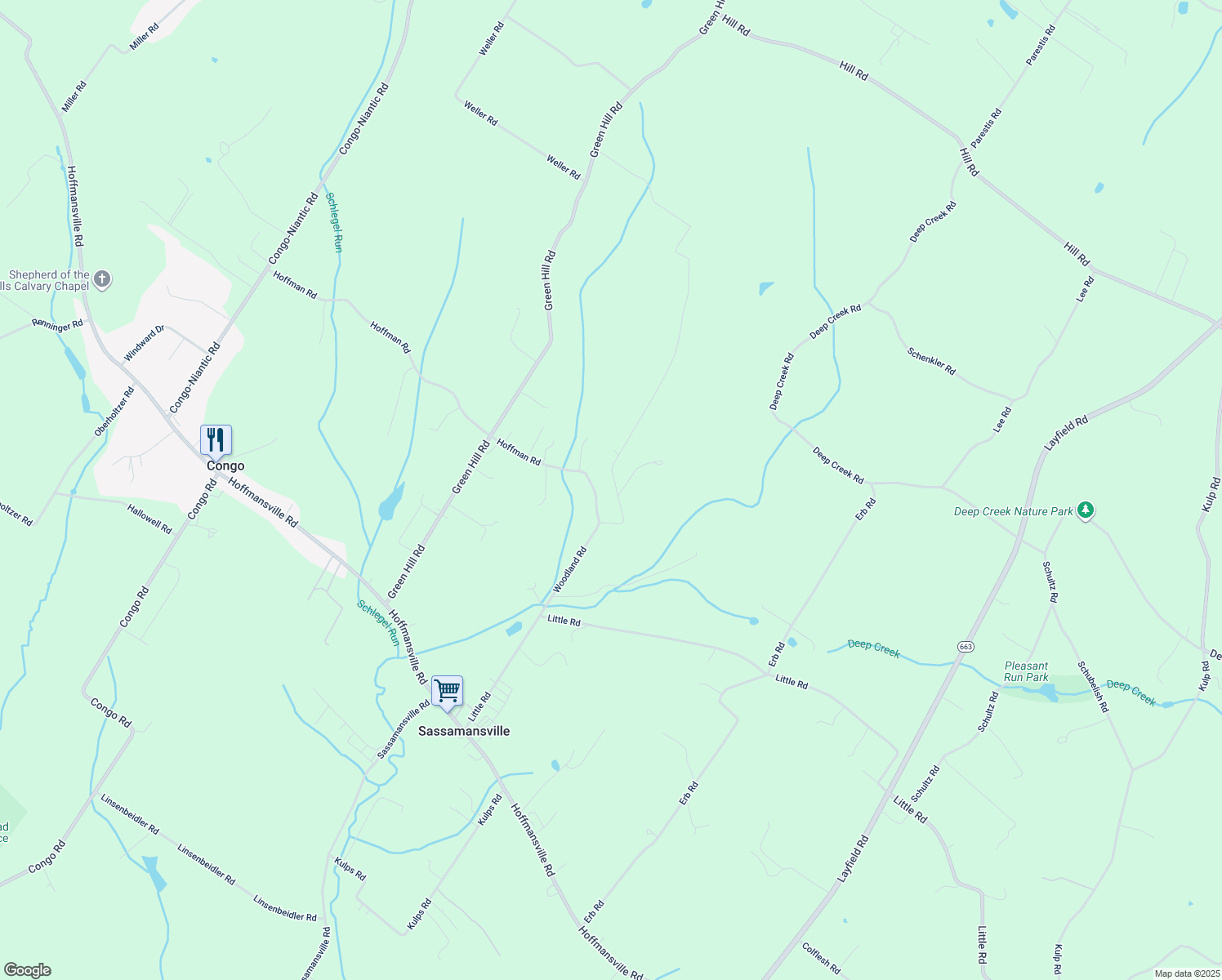 map of restaurants, bars, coffee shops, grocery stores, and more near 102 Stone Road in Barto
