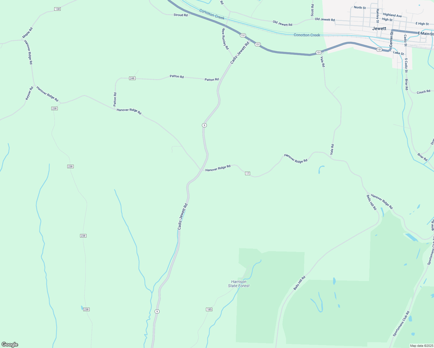 map of restaurants, bars, coffee shops, grocery stores, and more near 41901 Hanover Ridge Road in Cadiz