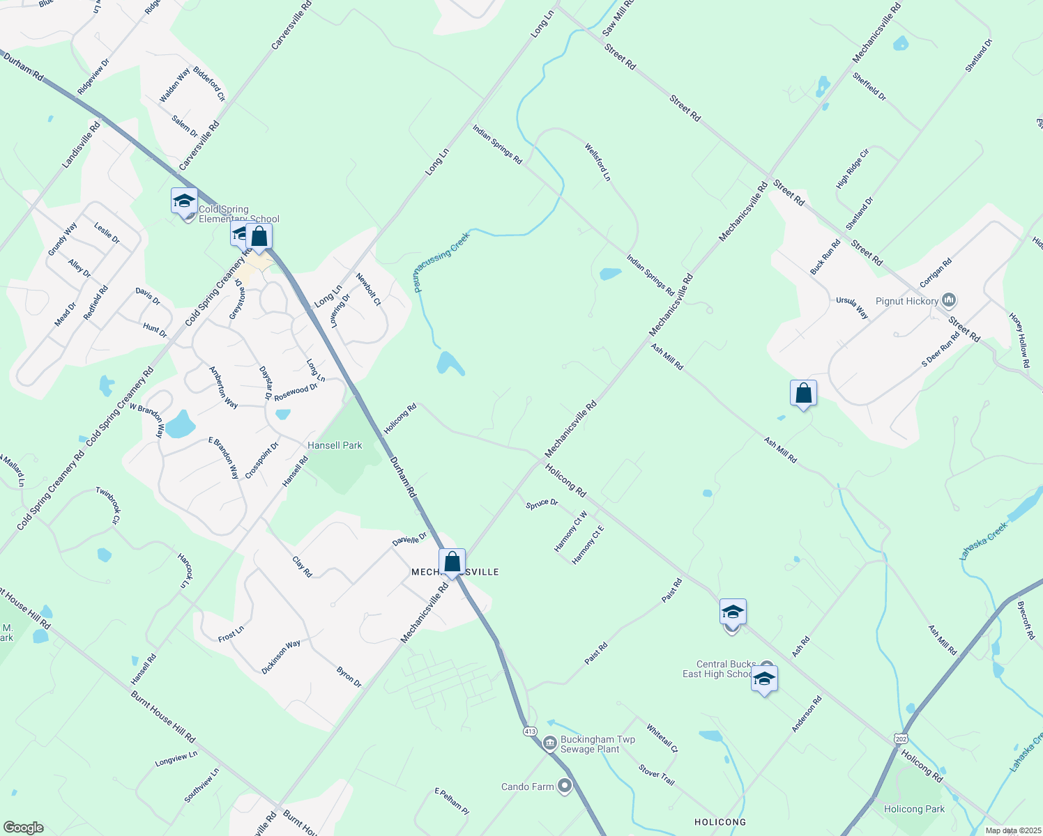 map of restaurants, bars, coffee shops, grocery stores, and more near 5242 Winfield Place in Doylestown