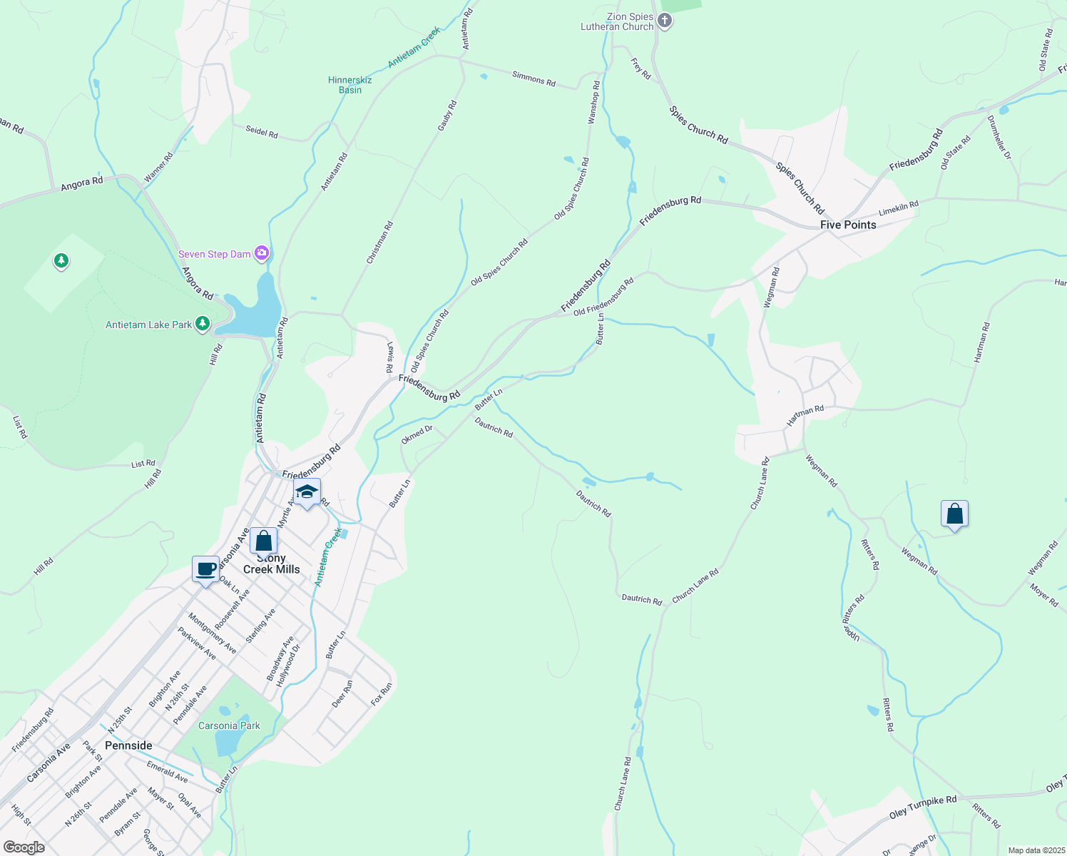 map of restaurants, bars, coffee shops, grocery stores, and more near 191 Dautrich Road in Reading