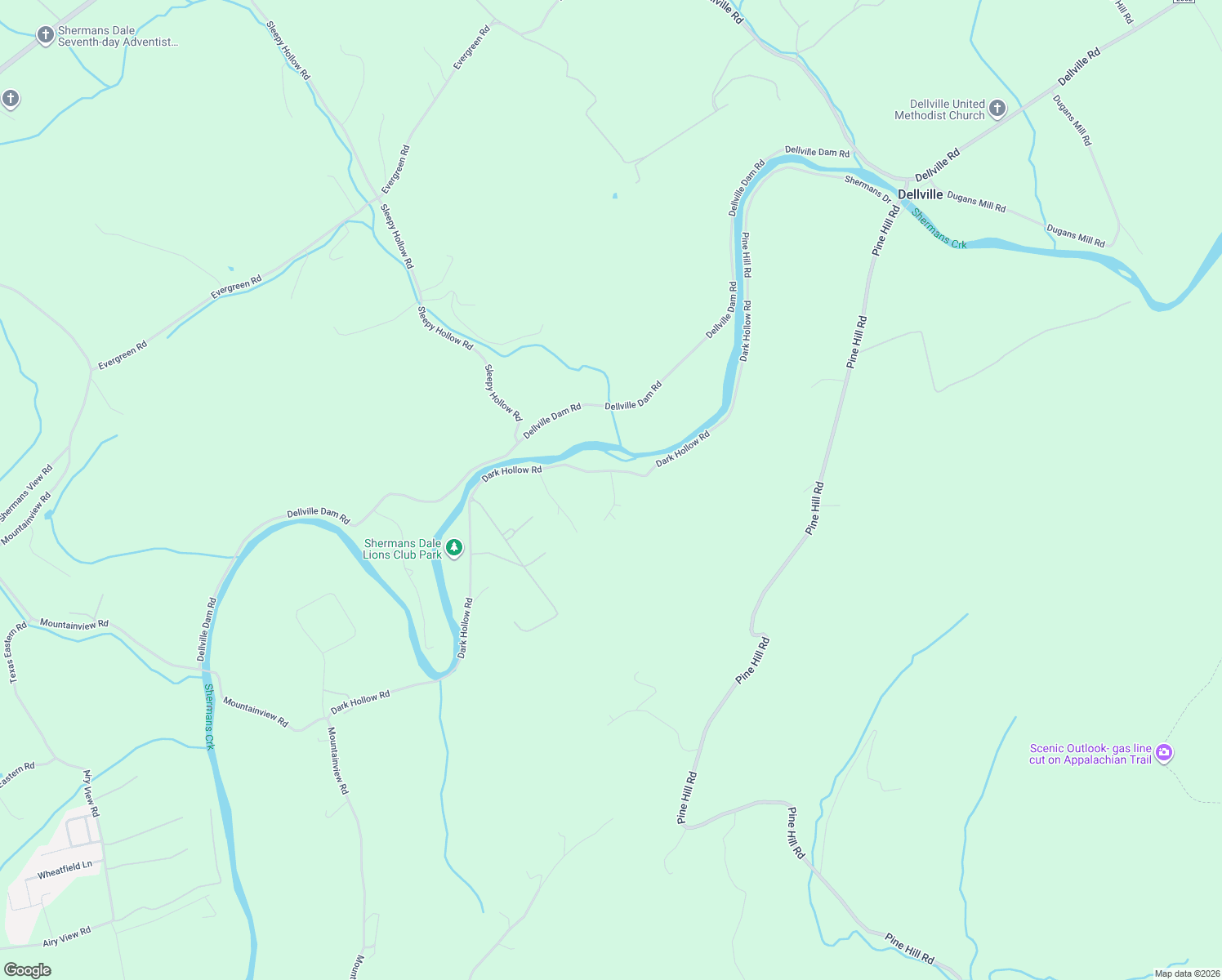 map of restaurants, bars, coffee shops, grocery stores, and more near 393 Dark Hollow Road in Shermans Dale