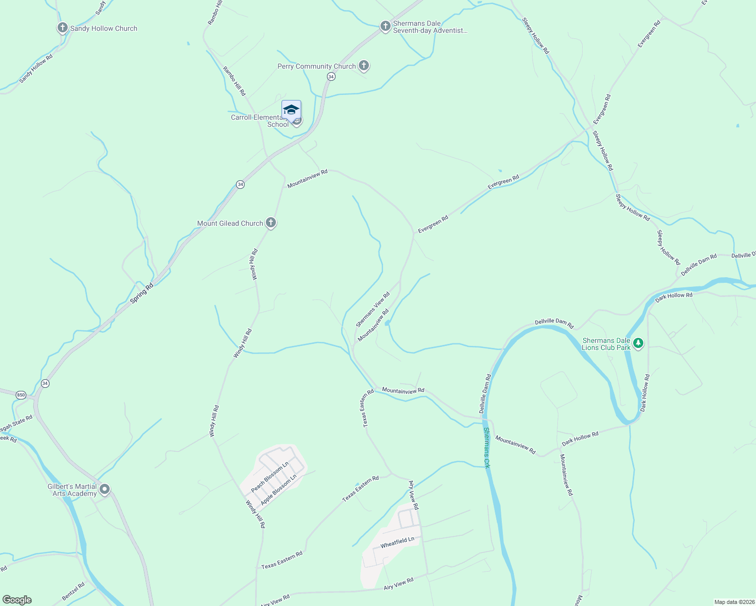 map of restaurants, bars, coffee shops, grocery stores, and more near 966 Shermans View Road in Shermans Dale