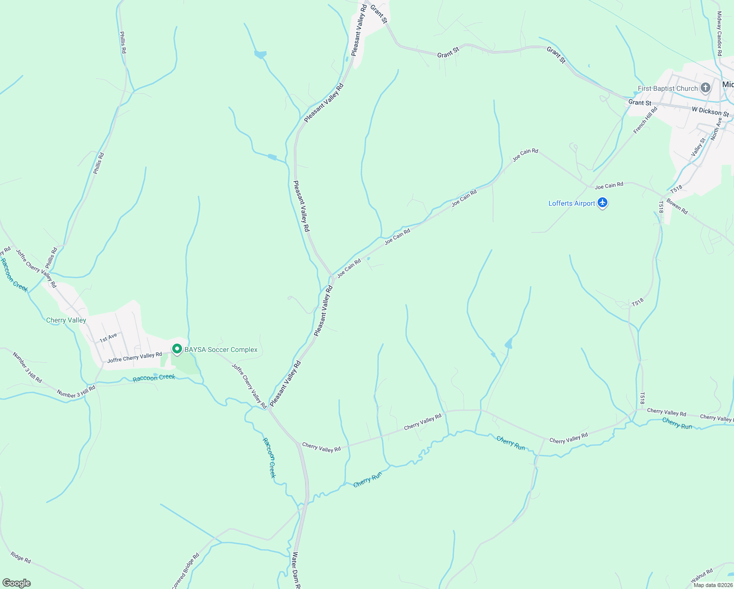 map of restaurants, bars, coffee shops, grocery stores, and more near 112 Joe Cain Road in Bulger