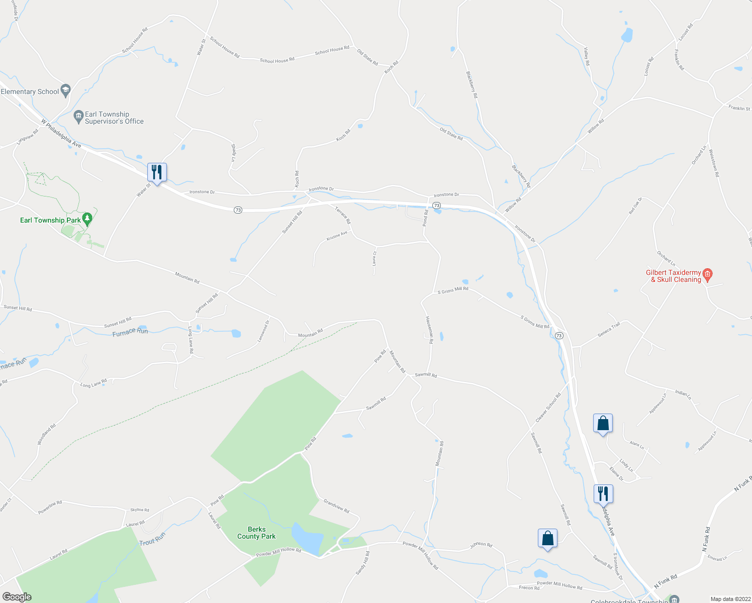 map of restaurants, bars, coffee shops, grocery stores, and more near in Boyertown