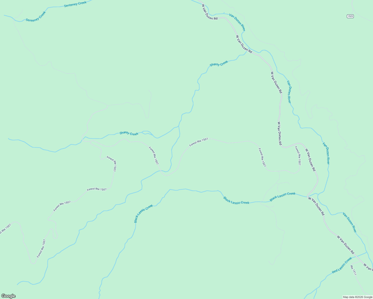 map of restaurants, bars, coffee shops, grocery stores, and more near Forest Route 1S07 in Ruth