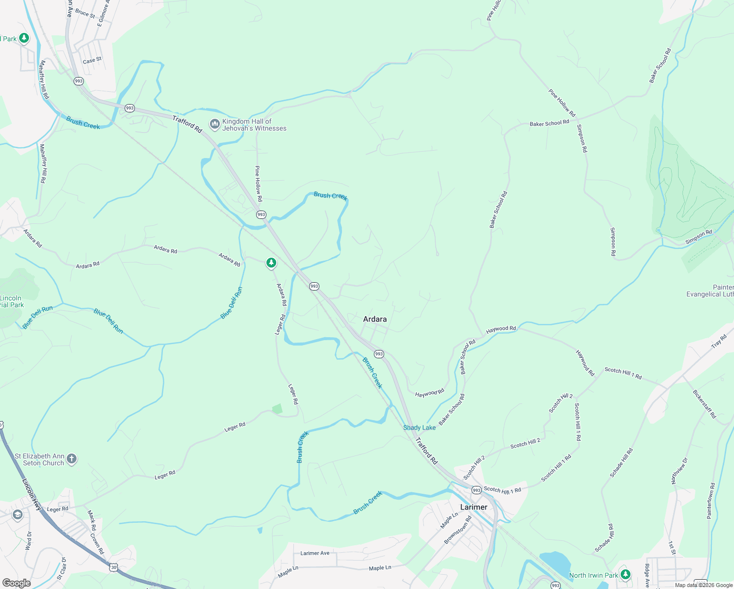 map of restaurants, bars, coffee shops, grocery stores, and more near 12688 Water Street in Ardara