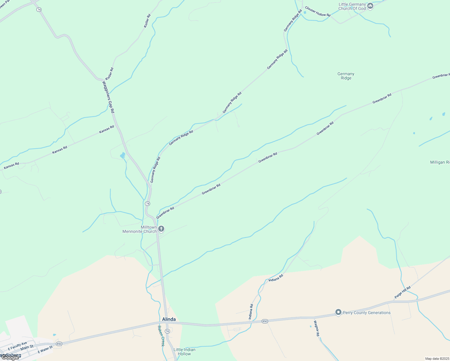 map of restaurants, bars, coffee shops, grocery stores, and more near 196 Greenbriar Road in Elliottsburg