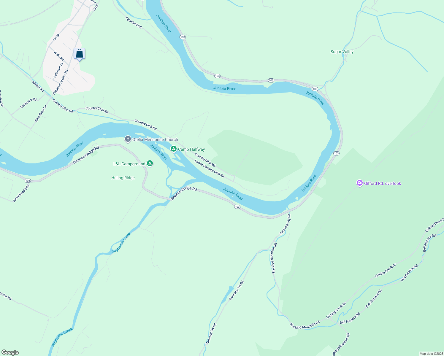 map of restaurants, bars, coffee shops, grocery stores, and more near 42 Lower Country Club Road in Mount Union