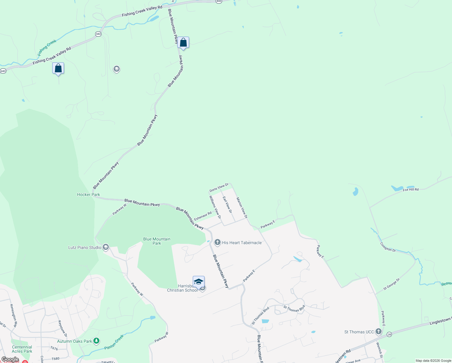map of restaurants, bars, coffee shops, grocery stores, and more near 6030 Doris View Dr in Harrisburg
