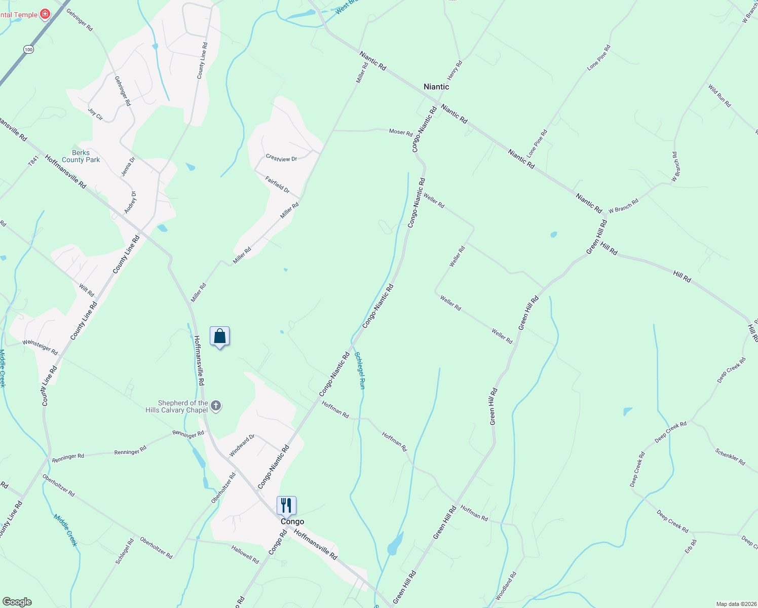 map of restaurants, bars, coffee shops, grocery stores, and more near 227 Congo-Niantic Road in Barto