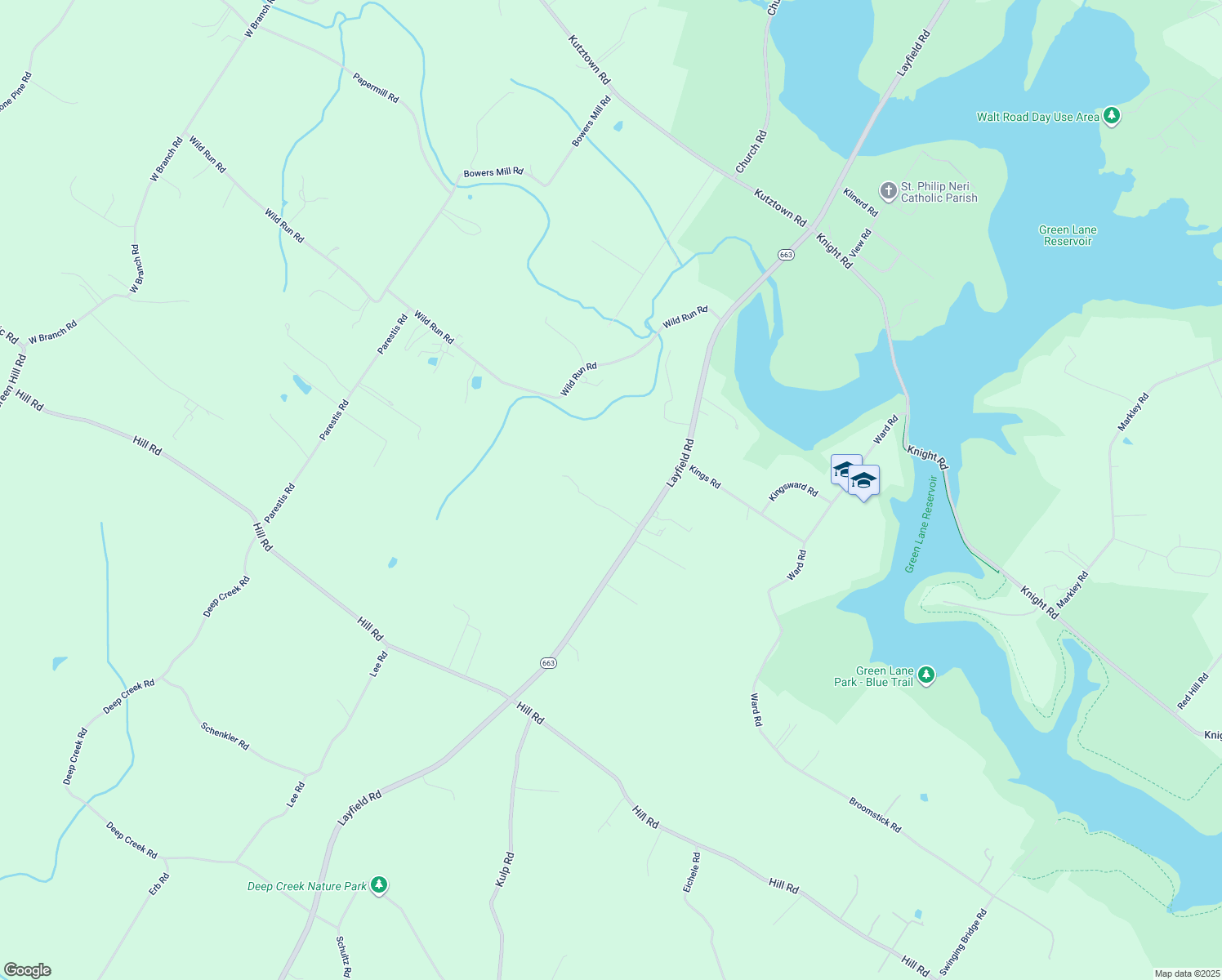 map of restaurants, bars, coffee shops, grocery stores, and more near 3765 Layfield Rd in Pennsburg