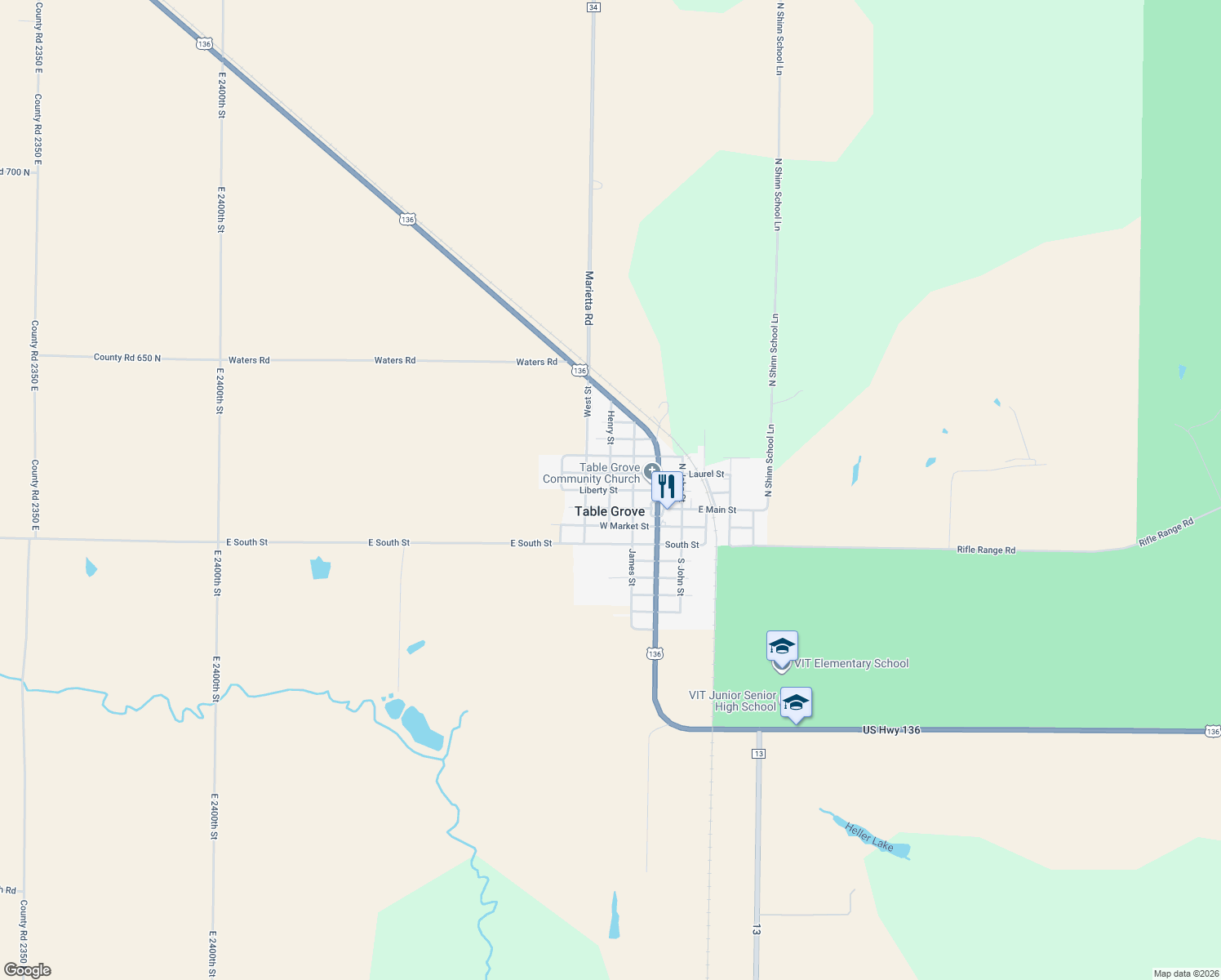 map of restaurants, bars, coffee shops, grocery stores, and more near 216 W Liberty St in Table Grove
