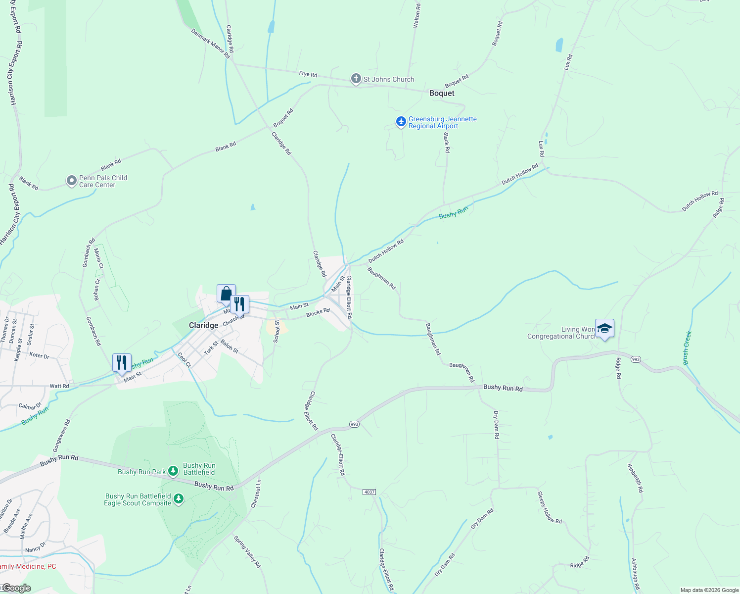 map of restaurants, bars, coffee shops, grocery stores, and more near 3305 Constitution Dr in Claridge