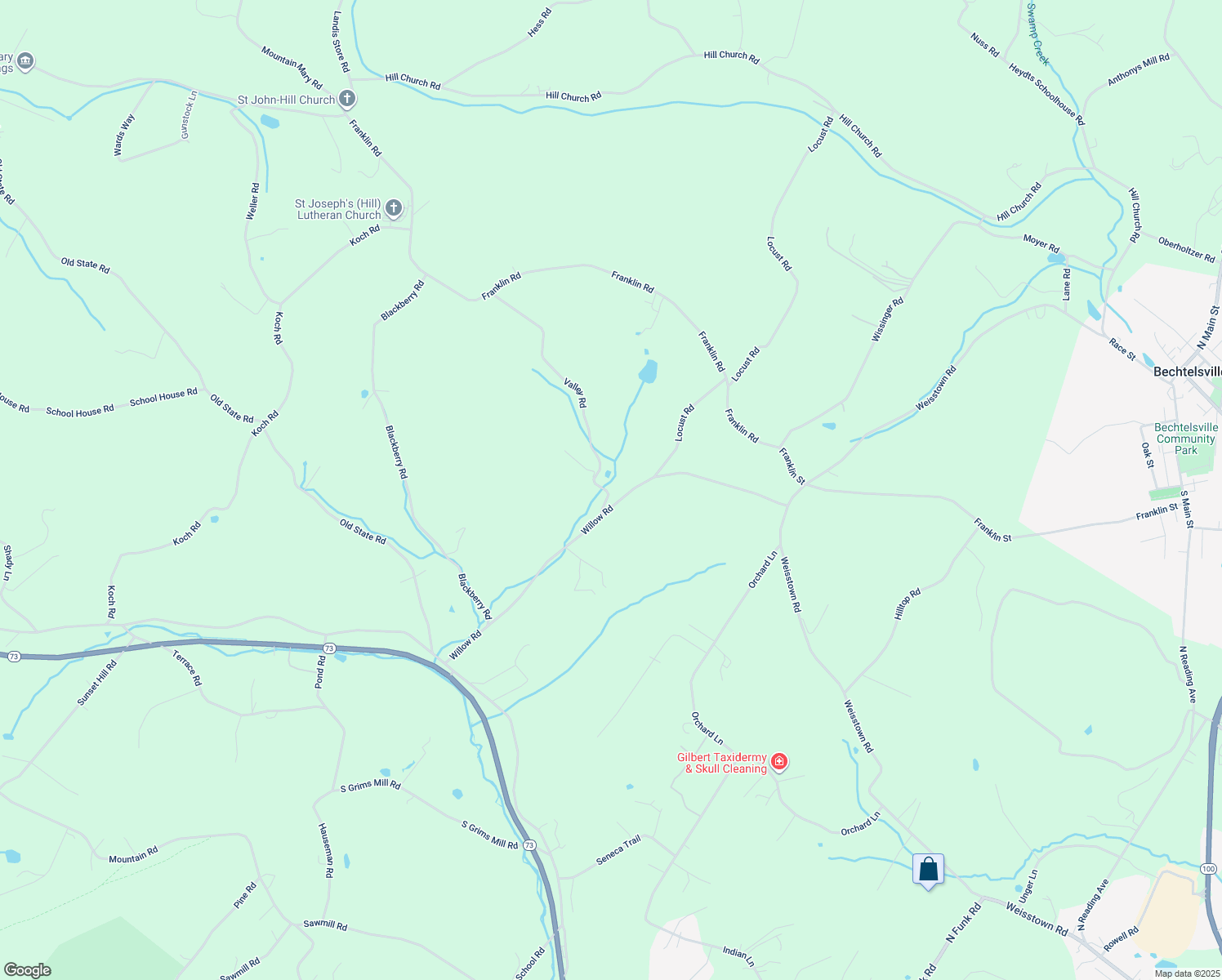 map of restaurants, bars, coffee shops, grocery stores, and more near 30 Valley Road in Boyertown