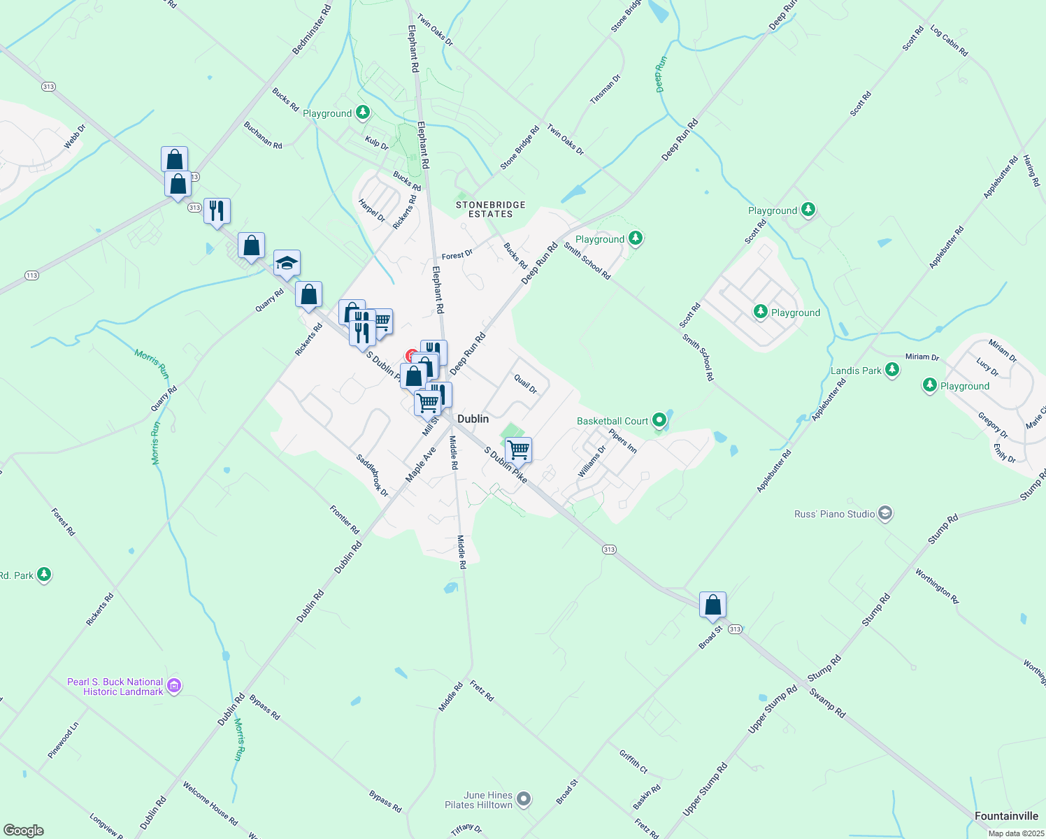 map of restaurants, bars, coffee shops, grocery stores, and more near 100 Olde Pilgrim Road in Dublin
