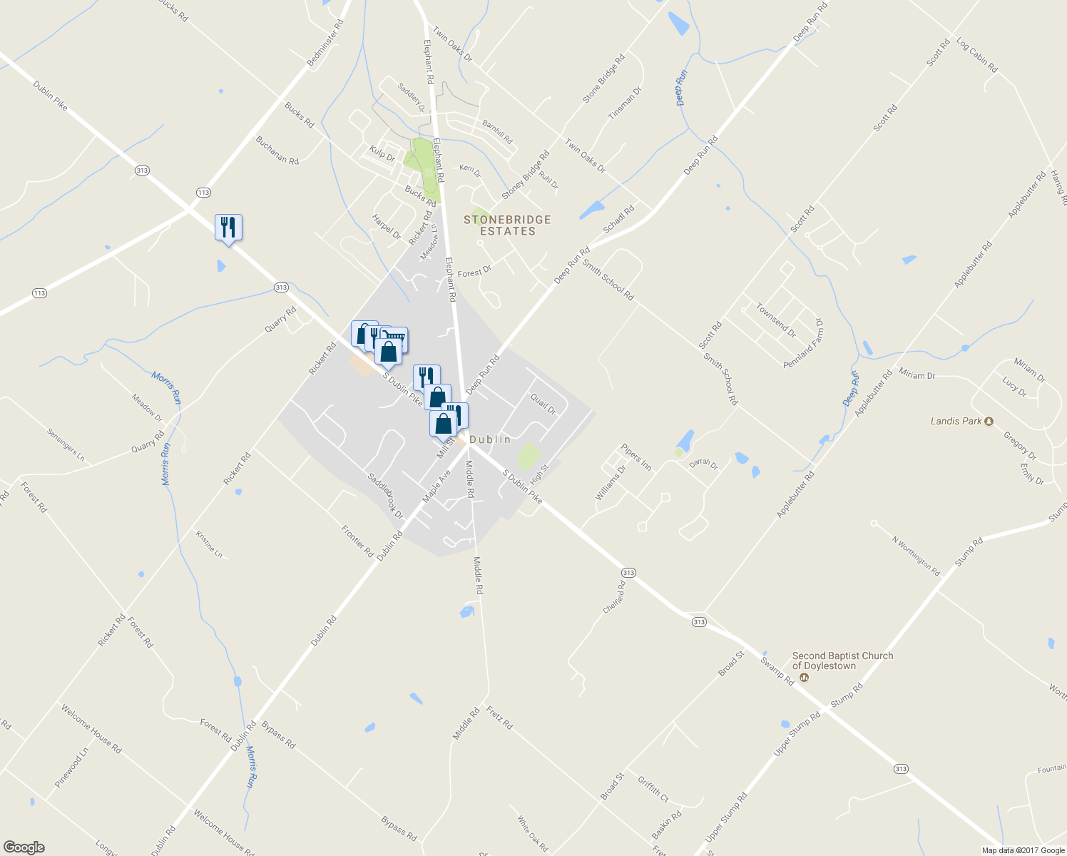 map of restaurants, bars, coffee shops, grocery stores, and more near 111 Fox Hollow Road in Dublin