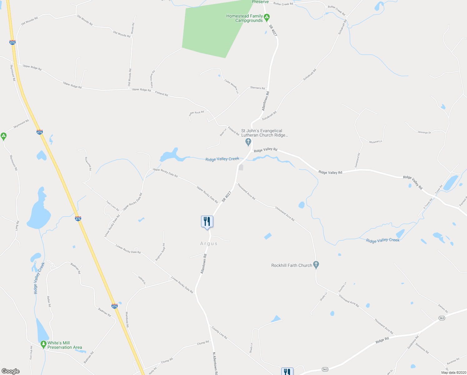 map of restaurants, bars, coffee shops, grocery stores, and more near 850 Allentown Road in Sellersville