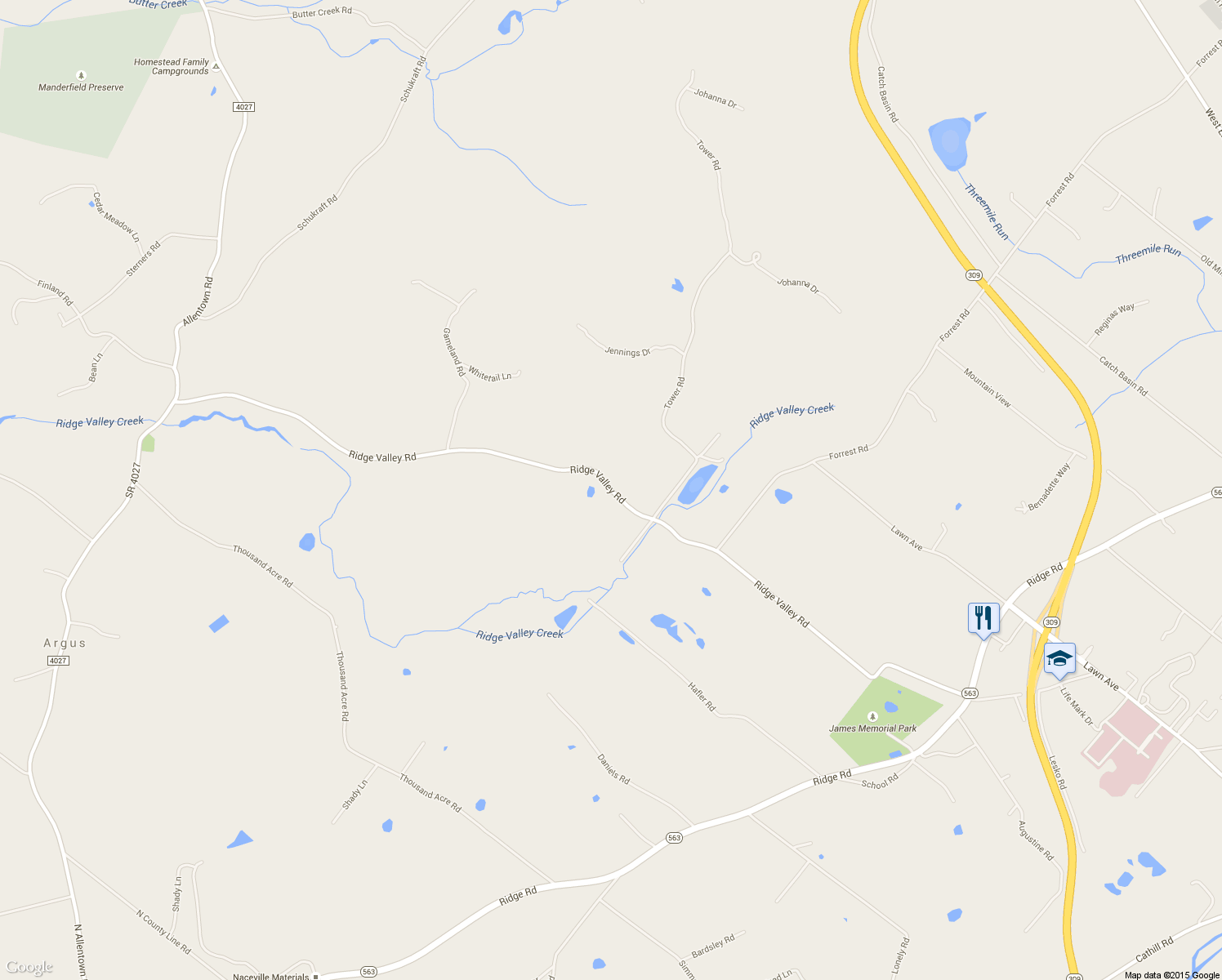 map of restaurants, bars, coffee shops, grocery stores, and more near 712 Ridge Valley Road in Sellersville