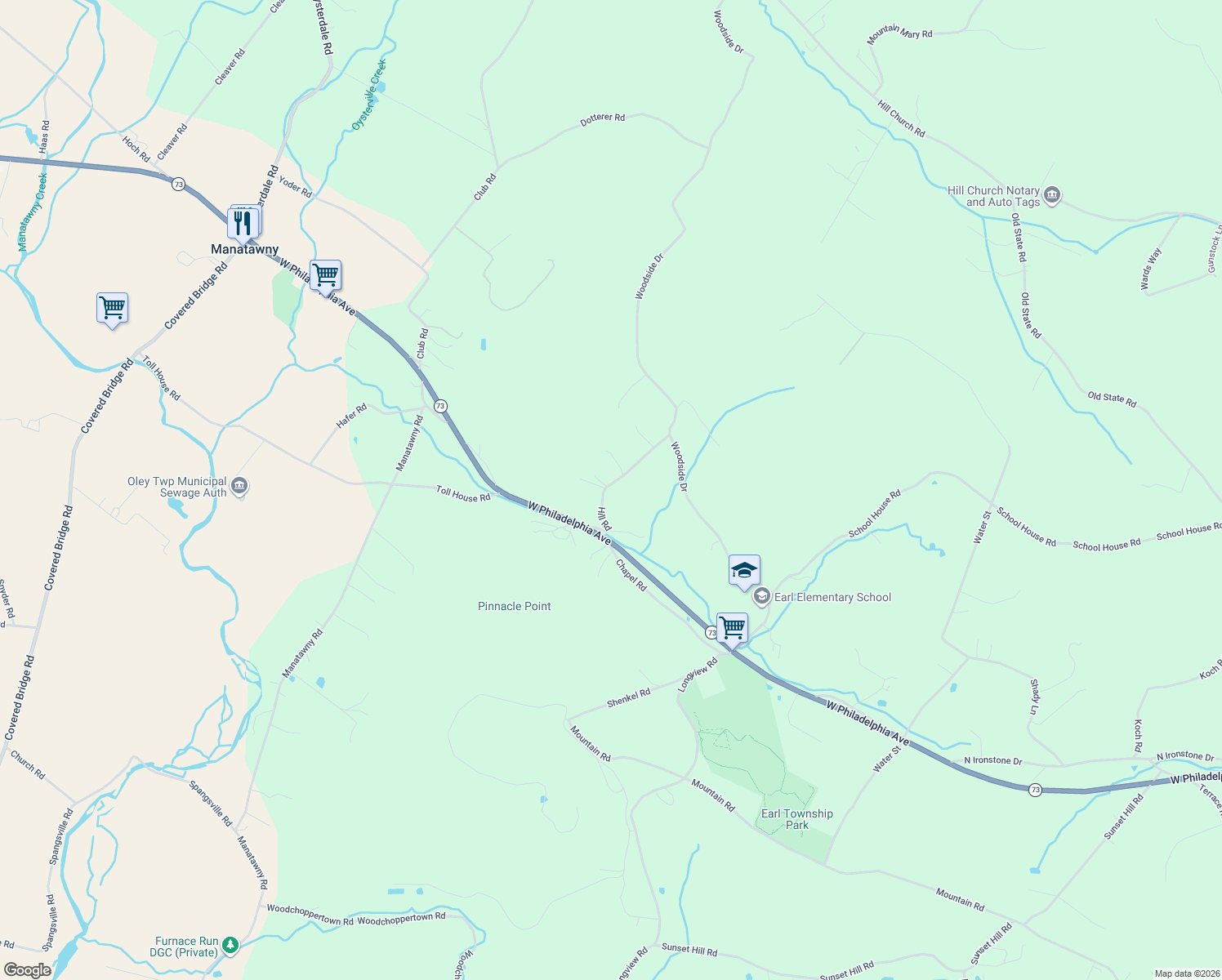 map of restaurants, bars, coffee shops, grocery stores, and more near 41 Hill Road in Boyertown