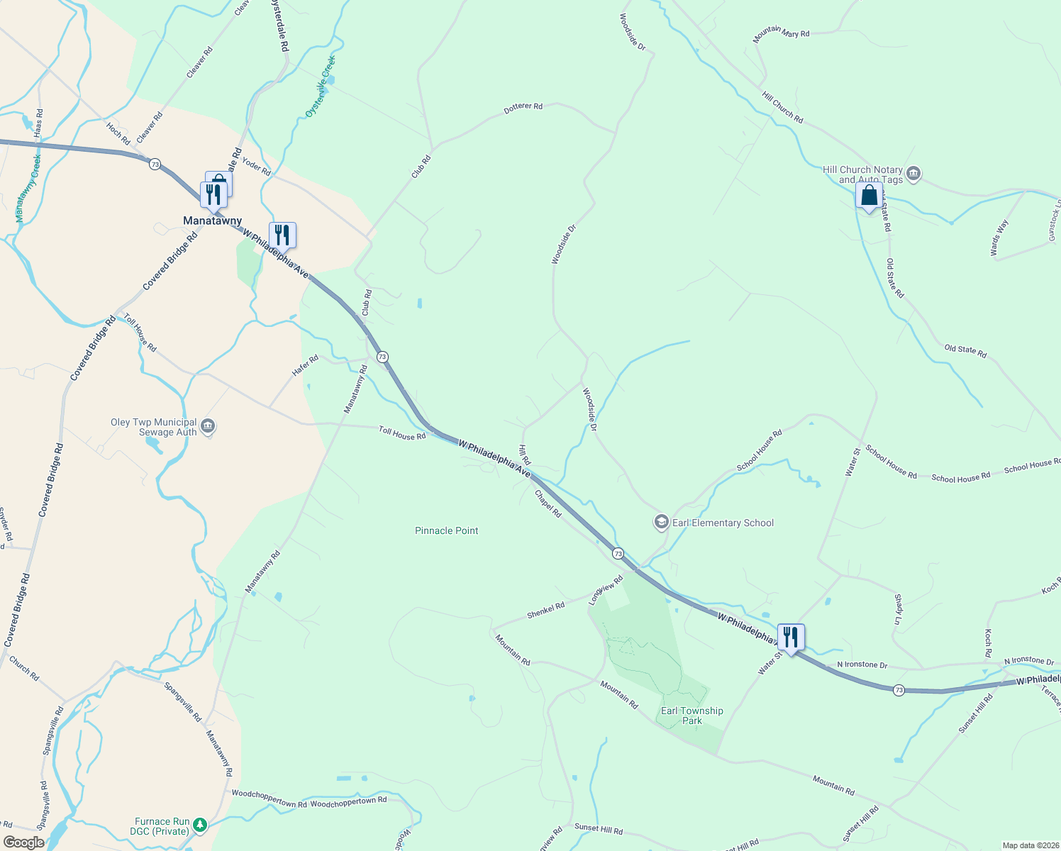 map of restaurants, bars, coffee shops, grocery stores, and more near 41 Hill Road in Boyertown