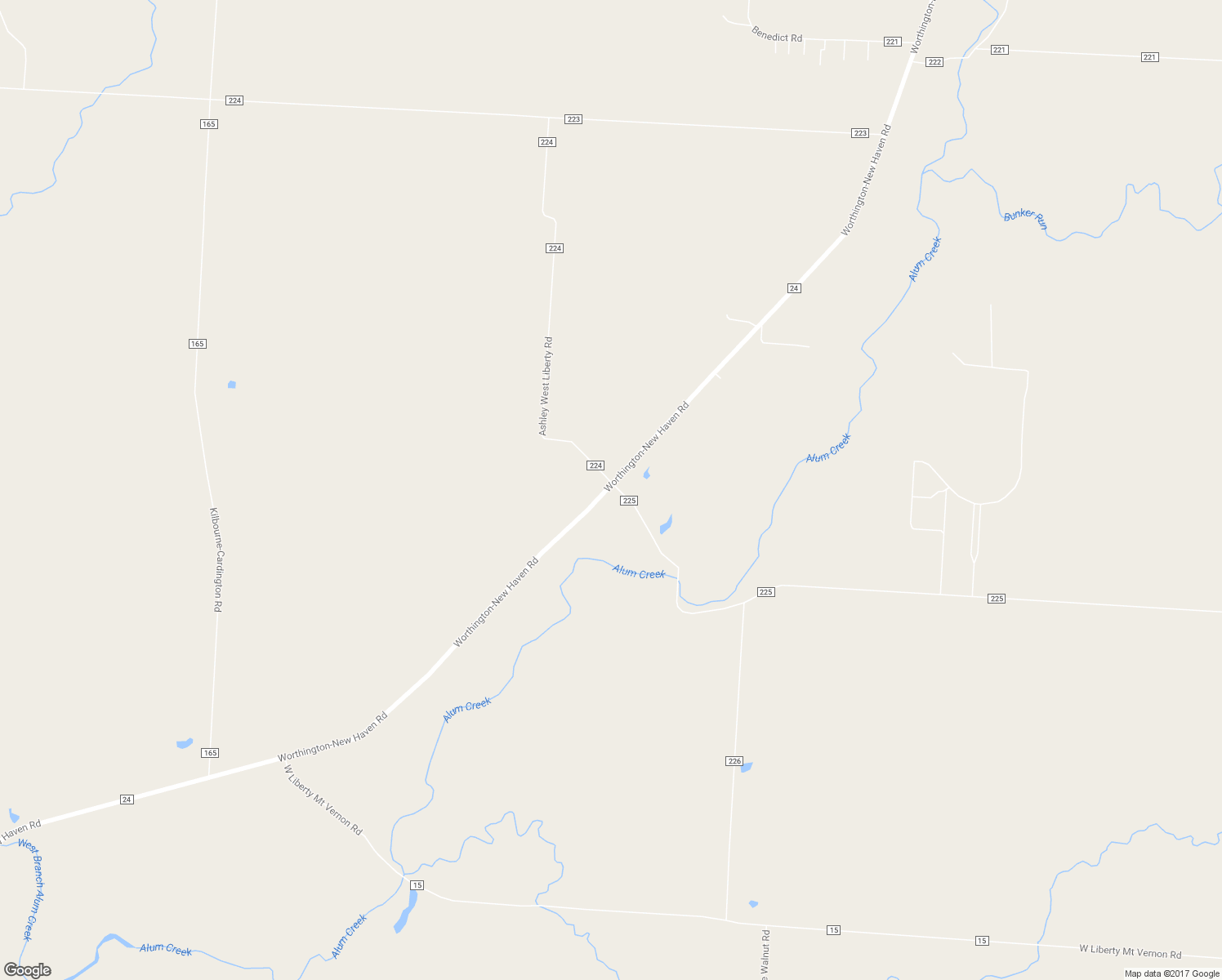 map of restaurants, bars, coffee shops, grocery stores, and more near 595 County Road 24 in Marengo