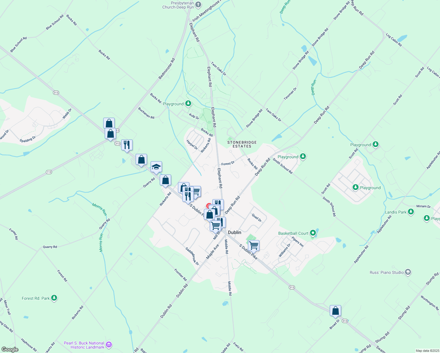 map of restaurants, bars, coffee shops, grocery stores, and more near 165 Elephant Road in Dublin