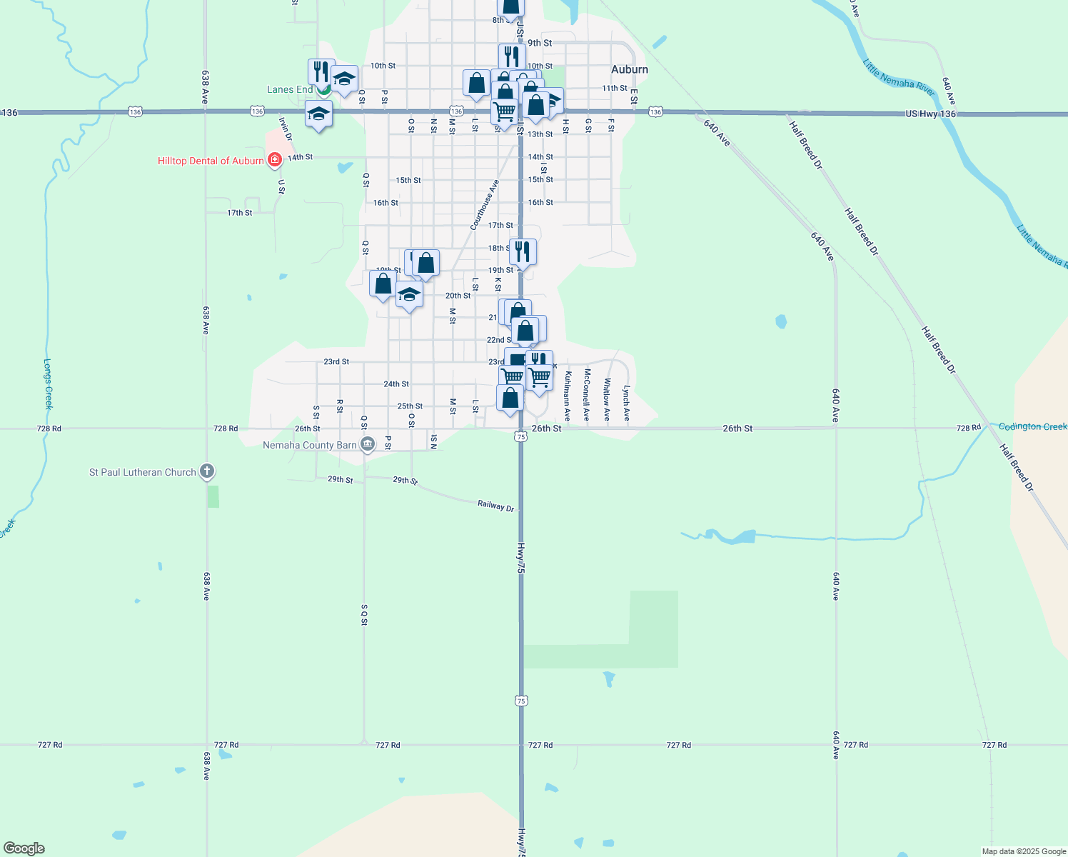 map of restaurants, bars, coffee shops, grocery stores, and more near 918 26th Street in Auburn