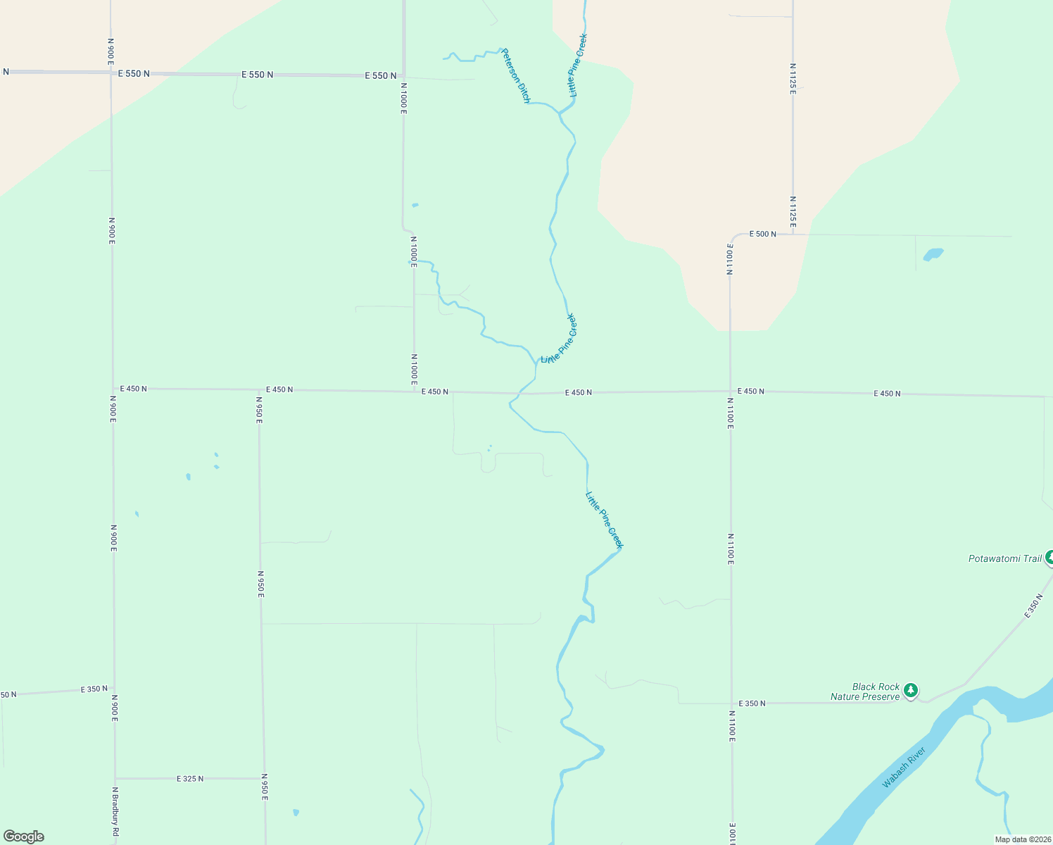 map of restaurants, bars, coffee shops, grocery stores, and more near 10415 East 450 North in Otterbein