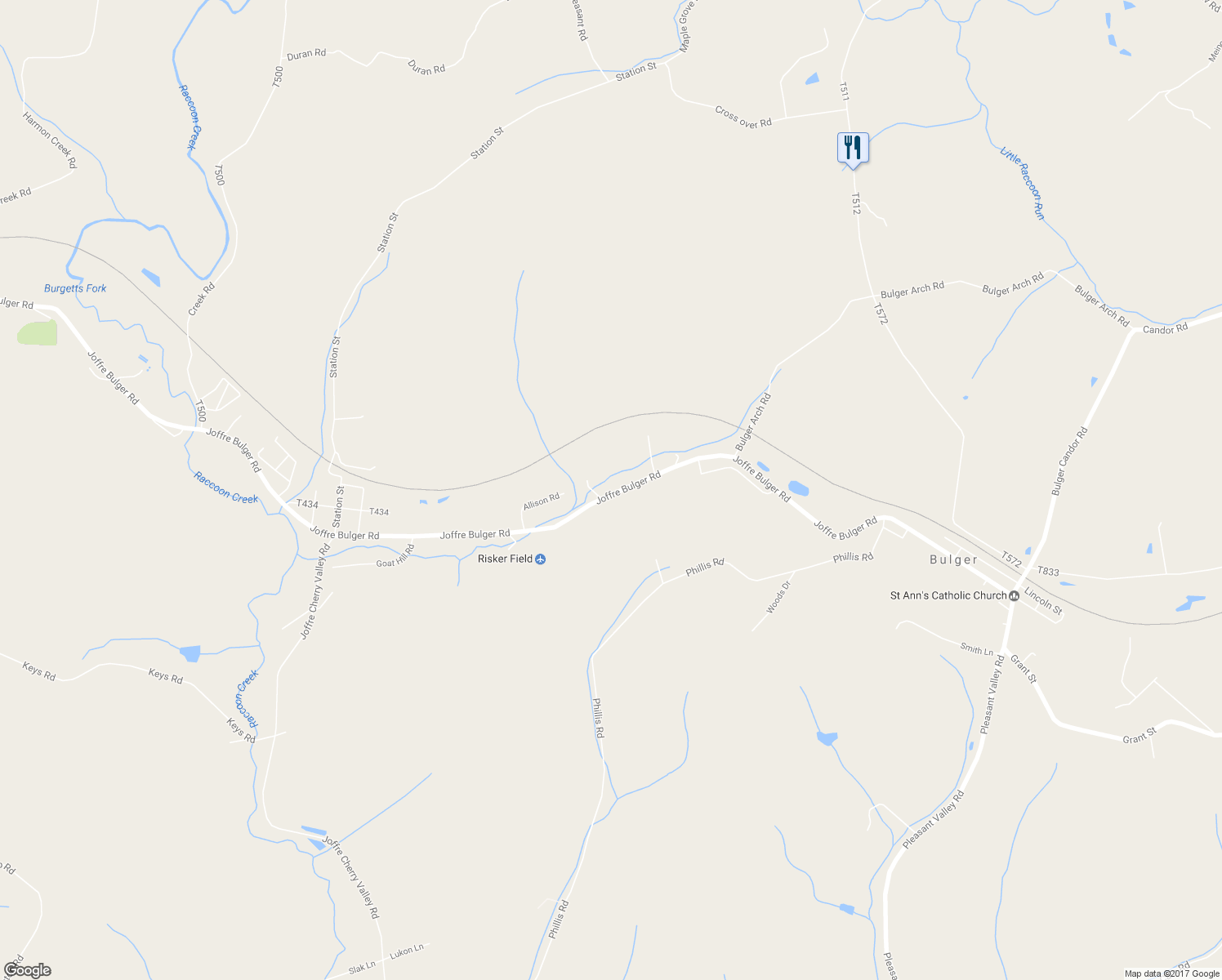 map of restaurants, bars, coffee shops, grocery stores, and more near 691 Joffre Bulger Road in Bulger